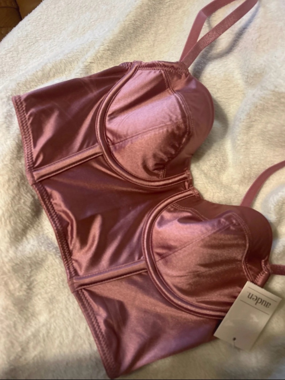 Auden Satin Longline Bralette in Rose Pink